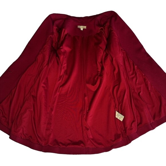 DG2 by Diane Gilman 2 Button Blazer Jacket Zippered Pockets Burgundy Size Medium - Picture 8 of 9